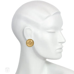 Antique two-color gold disk earrings