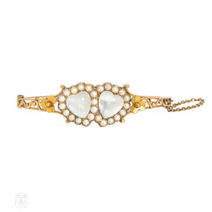 Antique two hearts moonstone and pearl bracelet