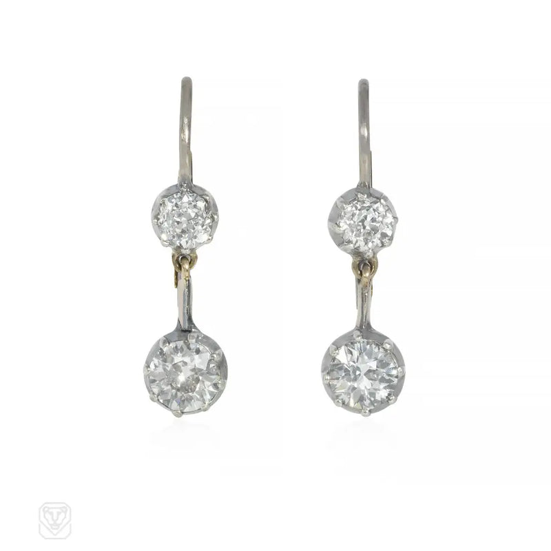 Antique Two - Stone Diamond Dormeuse Earrings
