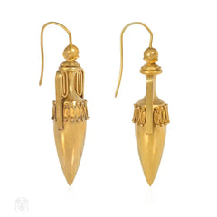 Antique urn earrings with open work handles