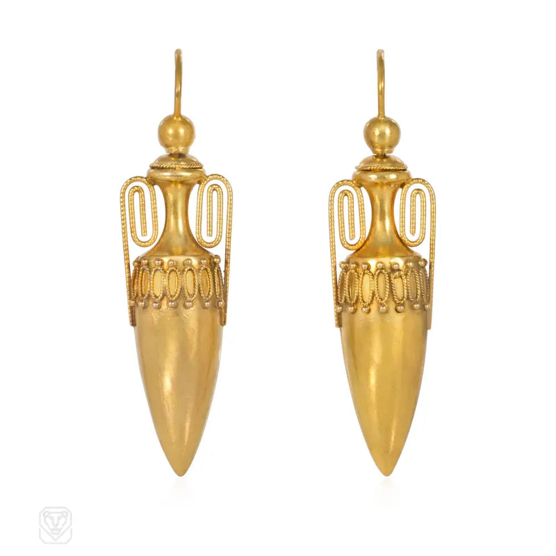 Antique urn earrings with open work handles