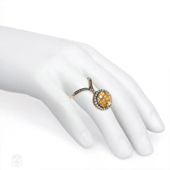 Antique zircon and diamond ring, Russia