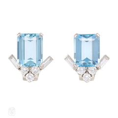 Aquamarine and diamond clip earrings, Van Cleef & Arpels