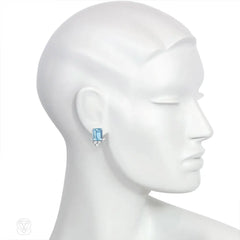 Aquamarine and diamond clip earrings, Van Cleef & Arpels