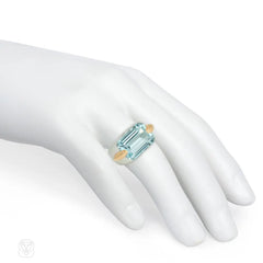 Aquamarine and two-tone gold cocktail ring