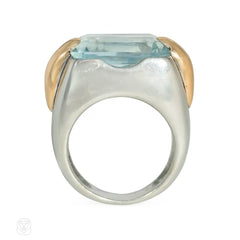 Aquamarine and two-tone gold cocktail ring