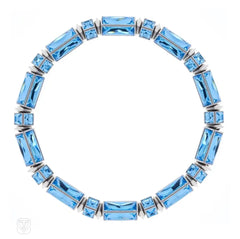 Aquamarine baguette Swarovski crystal necklace