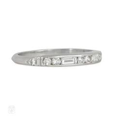 Art Deco alternating diamond half hoop band