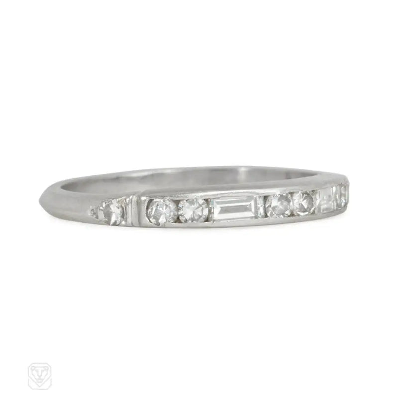 Art Deco Alternating Diamond Half Hoop Band