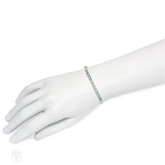 Art Deco aquamarine and diamond line bracelet