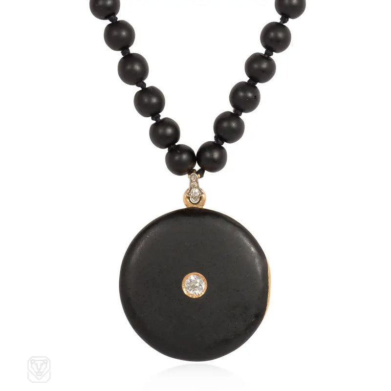 Art Deco Black Enamel And Diamond Necklace