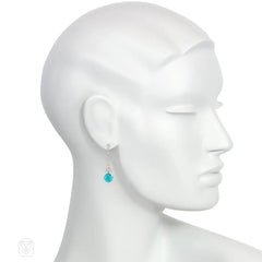 Art Deco blue zircon and diamond earrings