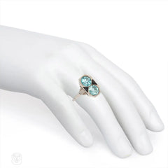 Art Deco blue zircon and onyx ring