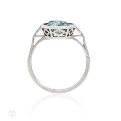 Art Deco blue zircon and onyx ring