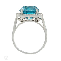 Art Deco blue zircon ring