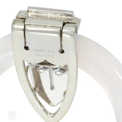 Art Deco Cartier diamond and chalcedony disc clip brooch