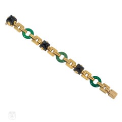 Art Deco chrysoprase, onyx, and gold bracelet