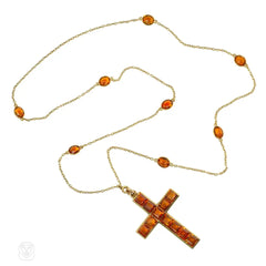 Art Deco citrine cross necklace