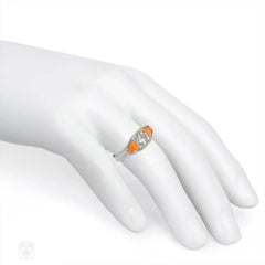 Art Deco coral and diamond ring, France