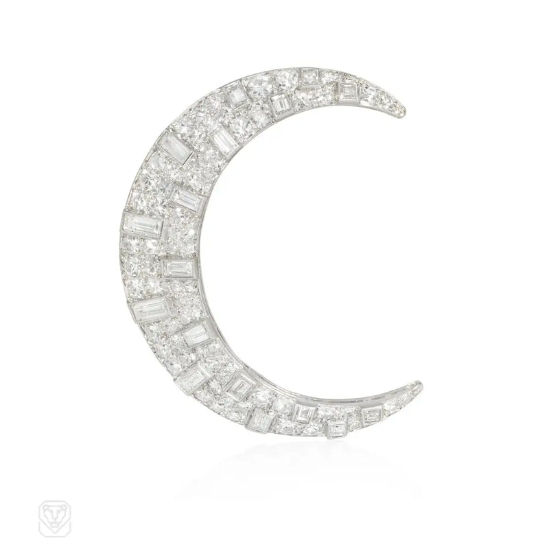 Art Deco Crescent Moon Brooch