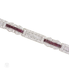 Art Deco diamond and Burma ruby bracelet, Marcus