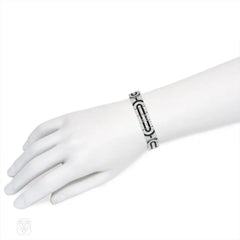 Art Deco diamond and calibré onyx bracelet, France