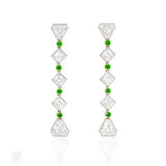 Art Deco diamond and demantoid garnet earrings, Black Starr & Frost