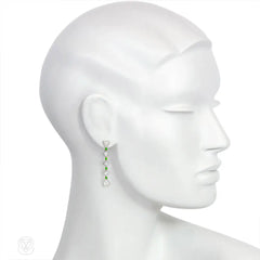 Art Deco diamond and demantoid garnet earrings, Black Starr & Frost