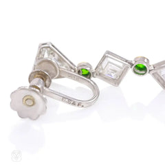 Art Deco diamond and demantoid garnet earrings, Black Starr & Frost