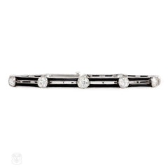Art Deco diamond and onyx bar link bracelet
