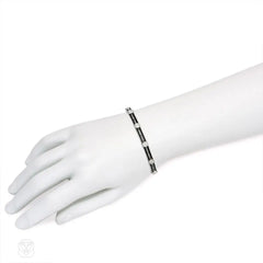 Art Deco diamond and onyx bar link bracelet