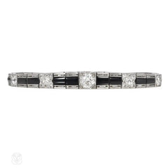 Art Deco diamond and onyx line bracelet