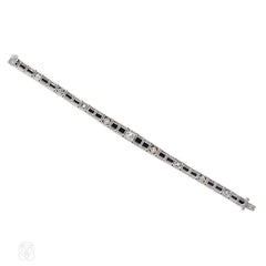 Art Deco diamond and onyx line bracelet