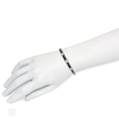 Art Deco diamond and onyx line bracelet