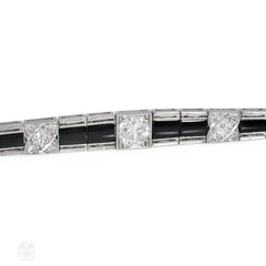 Art Deco diamond and onyx line bracelet