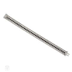 Art Deco diamond and onyx three row line bracelet