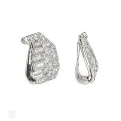 Art Deco diamond and platinum clip earrings