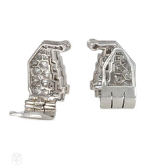 Art Deco diamond and platinum clip earrings