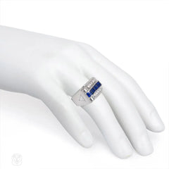 Art Deco diamond and sapphire ring in platinum, Cartier