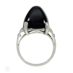 Art Deco diamond and sugarloaf onyx cocktail ring