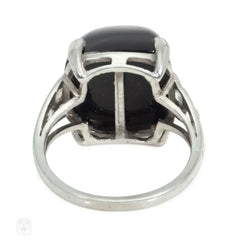 Art Deco diamond and sugarloaf onyx cocktail ring