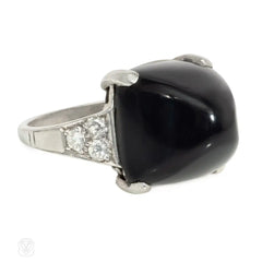 Art Deco diamond and sugarloaf onyx cocktail ring