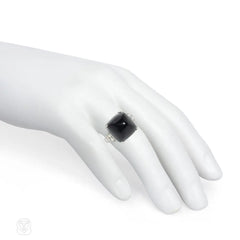 Art Deco diamond and sugarloaf onyx cocktail ring