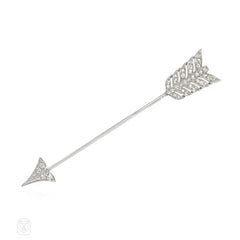 Art Deco diamond arrow jabot, France
