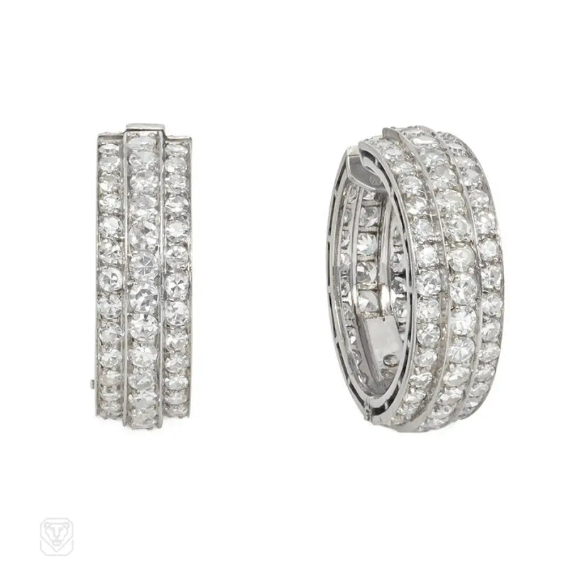 Art Deco Diamond Hoop Earrings