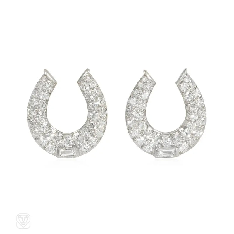 Art Deco diamond horseshoe earrings