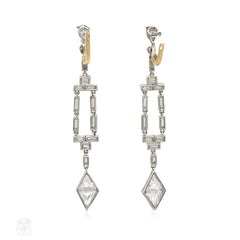 Art Deco diamond kite pendant earrings