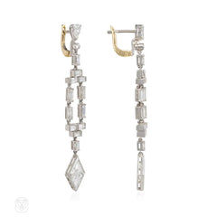 Art Deco diamond kite pendant earrings