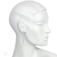 Art Deco diamond kite pendant earrings
