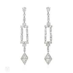 Art Deco diamond kite pendant earrings